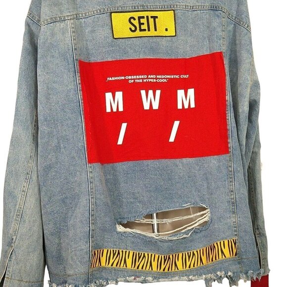 Mod Wave Movement Denim Jean Jacket Button Up XL - Picture 9 of 12